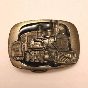 Vintage MM Limited Chicago USA Brass Belt Buckle Locomotive Train 1983 Heavy